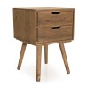 ANDY Brown Wood Scandi Bedside Table with 2 Drawers
