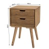 ANDY Brown Wood Scandi Bedside Table with 2 Drawers