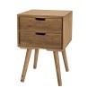 ANDY Brown Wood Scandi Bedside Table with 2 Drawers