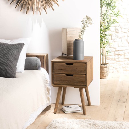 Chevet ANDY - Bois marron 2 tiroirs