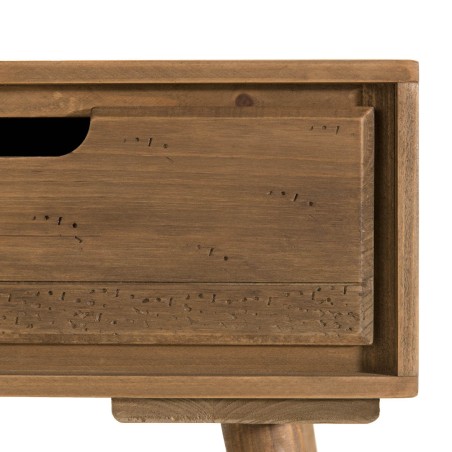 ANDY Brown Wood Scandi Bedside Table - Pine 1 Drawer