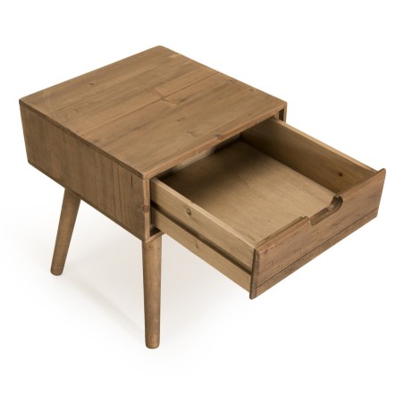 ANDY Brown Wood Scandi Bedside Table - Pine 1 Drawer