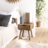 ANDY Brown Wood Scandi Bedside Table - Pine 1 Drawer