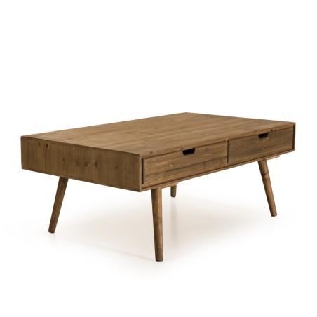 ANDY - Brown Rectangular Scandi Coffee Table with 4 Drawers | Pine Wood