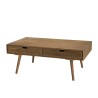 ANDY - Brown Rectangular Scandi Coffee Table with 4 Drawers | Pine Wood