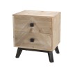 MANDY Beige Scandi Bedside Table with 2 Drawers - Pine