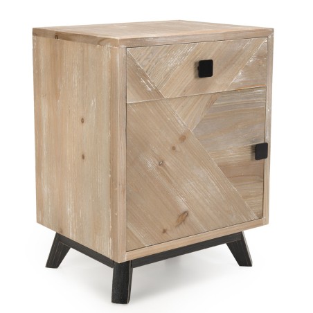 Chevet MANDY beige scandi 1 tiroir 1 porte