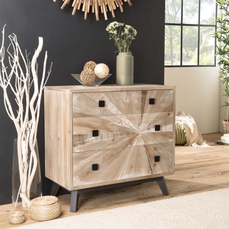 MANDY Beige Scandi Chest of Drawers - 4 Drawers, Pine