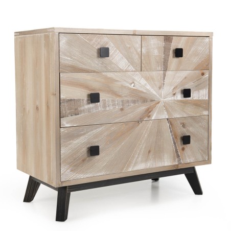 MANDY Beige Scandi Chest of Drawers - 4 Drawers, Pine