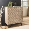 MANDY Beige Scandi Sideboard with 2 Doors and Black Legs - Pine Wood