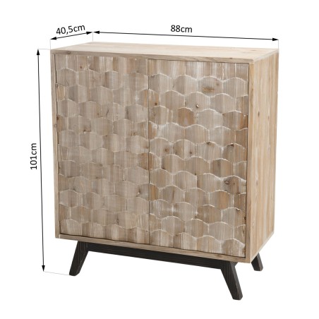 Buffet MANDY - Beige Scandi 2 portes pieds noirs Sapin