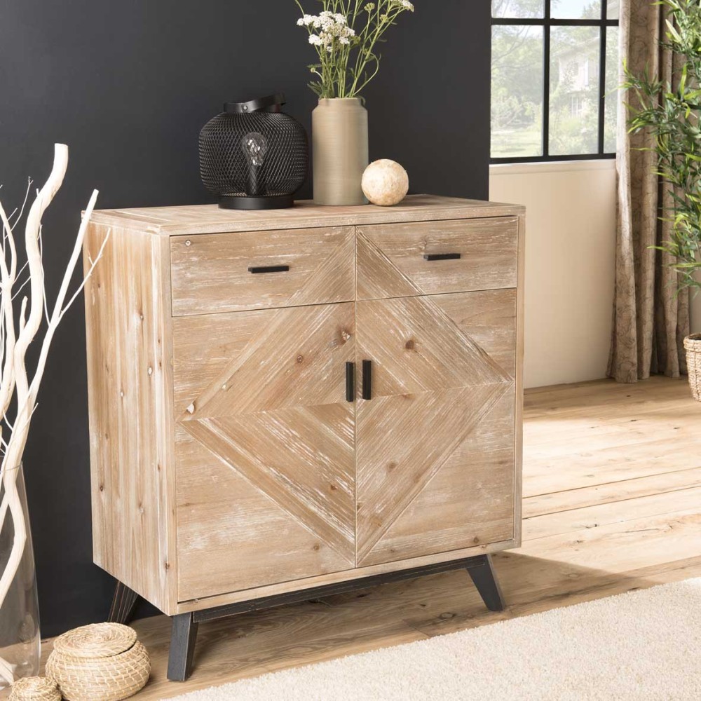 Buffet MANDY beige scandi 2 tiroirs 2 portes