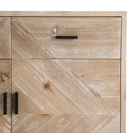 MANDY - Beige Scandi Buffet 2 Drawers 2 Doors Black Legs Pine