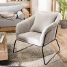 Fauteuil AGATHE - Velours côtelé gris perle