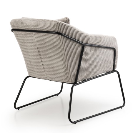 Fauteuil AGATHE - Velours côtelé gris perle