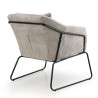 AGATHE - Pearl Grey Corduroy Fabric Armchair with Flared Metal Legs