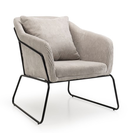Fauteuil AGATHE - Velours côtelé gris perle