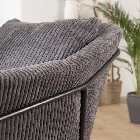 Fauteuil AGATHE - Velours côtelé gris anthracite