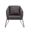 AGATHE Anthracite Grey Corduroy Fabric Armchair - Flared Metal Legs