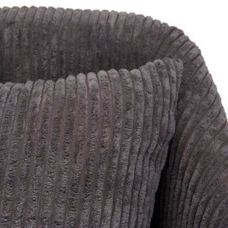 AGATHE Anthracite Grey Corduroy Fabric Armchair - Flared Metal Legs
