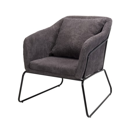 Fauteuil AGATHE - Velours côtelé gris anthracite