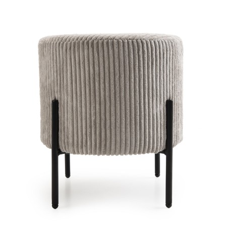 AGATHE Round Stool 36x36cm Pearl Grey Corduroy Fabric