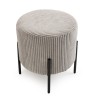 Tabouret rond AGATHE en velours côtelé gris perle
