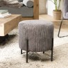 AGATHE Round Stool 36x36cm Anthracite Grey Corduroy Fabric