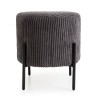 AGATHE Round Stool 36x36cm Anthracite Grey Corduroy Fabric