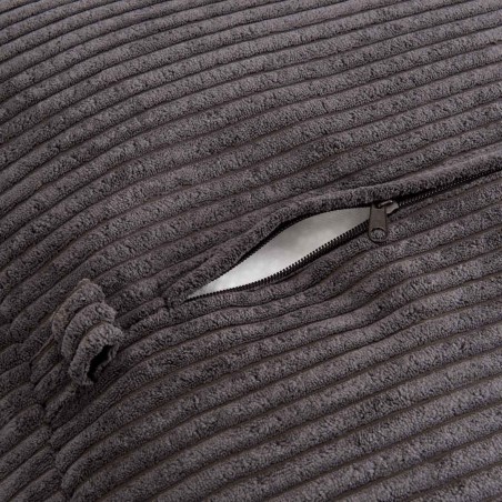 Pouf carré AGATHE 57x57cm velours côtelé gris anthracite