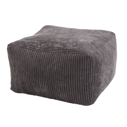 Pouf carré AGATHE 57x57cm velours côtelé gris anthracite