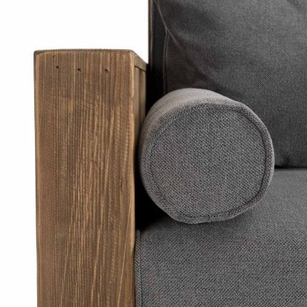 Canapé 3 places bois Pin recyclé marron tissu gris SANDY