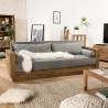 Canapé 3 places bois Pin recyclé marron tissu gris SANDY