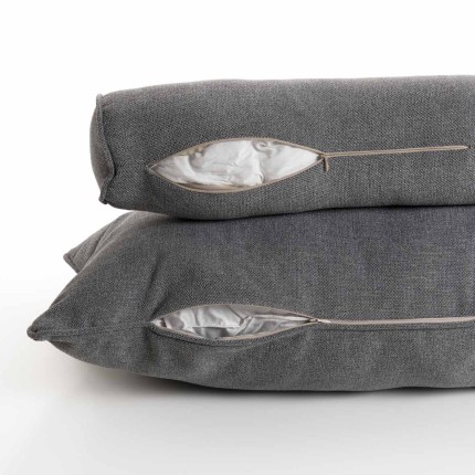 Canapé 3 places bois Pin recyclé marron tissu gris SANDY