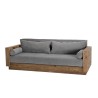 SANDY - 3-Seater Sofa in Brown Recycled Pine with Grey Fabric