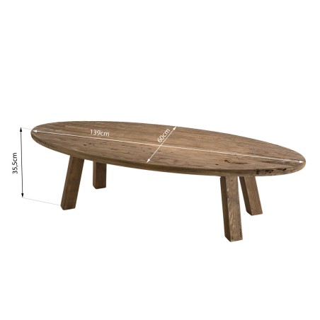 SANDY Oval Coffee Table in Brown Recycled Pine