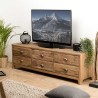 SANDY TV Stand in Brown with 6 Drawers | Recycled Pine