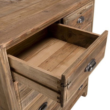 Meuble chiffonnier marron 5 tiroirs bois Pin recyclé - SANDY