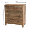 Meuble chiffonnier marron 5 tiroirs bois Pin recyclé - SANDY