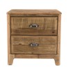SANDY Brown Bedside Table with 2 Drawers - Recycled Pine