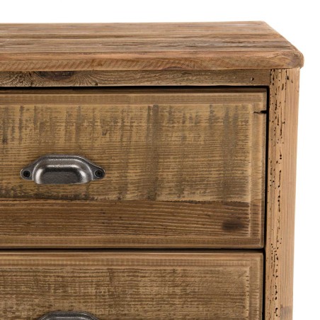 SANDY Brown Bedside Table with 2 Drawers - Recycled Pine