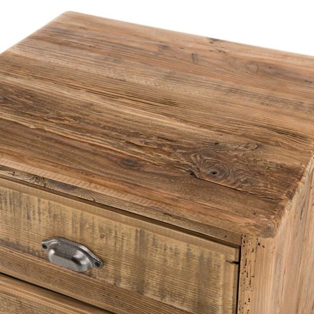 SANDY Brown Bedside Table with 2 Drawers - Recycled Pine