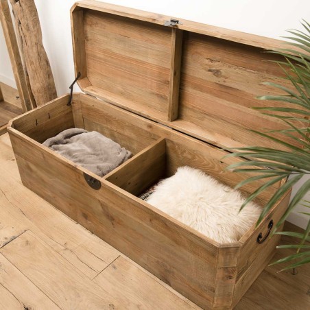 SANDY Brown Storage Chest - Recycled Pine with Black Metal Handles