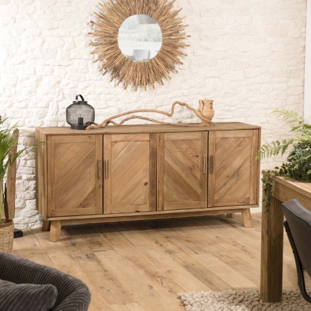 Buffet marron 4 portes bois Pin recyclé SANDY