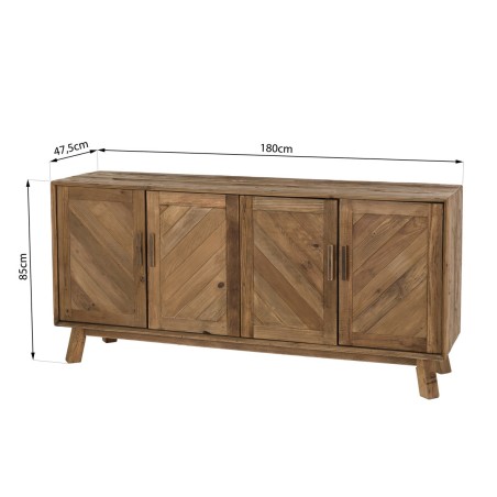 SANDY Brown 4-Door Sideboard in Recycled Pine - Contemporary Living Room Furniture