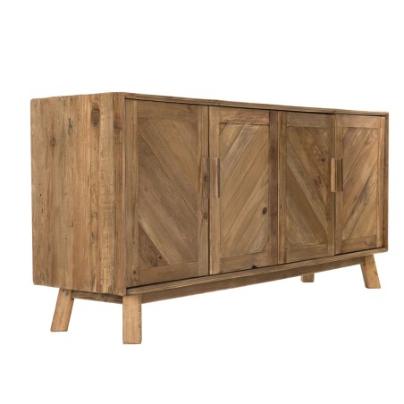 SANDY Brown 4-Door Sideboard in Recycled Pine - Contemporary Living Room Furniture