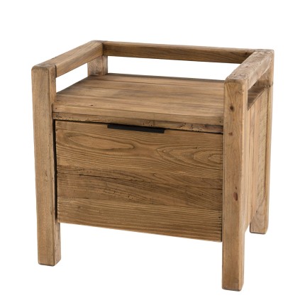 SANDY Brown Bedside Table - Recycled Pine - 1 Drawer - Ideal Dimensions