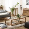 SANDY Brown Coffee Table - Glass Top & Recycled Pine | Dimensions