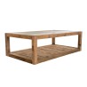 SANDY Brown Coffee Table - Glass Top & Recycled Pine | Dimensions