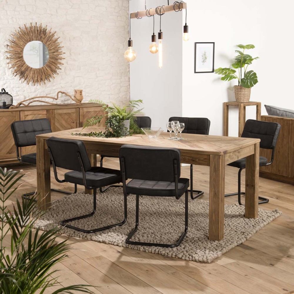 Table à manger rectangulaire en bois Pin recyclé SANDY Table à manger rectangulaire en bois Pin recyclé SANDY